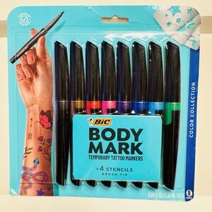 BIC BodyMark Temporary Tattoo Markers Brush Tip Assorted Colors Pack Of 8 Marker